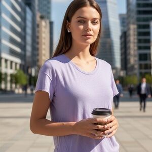 🌻Anthropologie Pilcro Purple / Lavender Linen Blend Tee Shirt T-shirt Size S